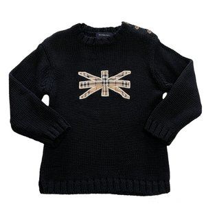 Burberry Girls Navy Blue 100% Wool Knit Sweater Size 3